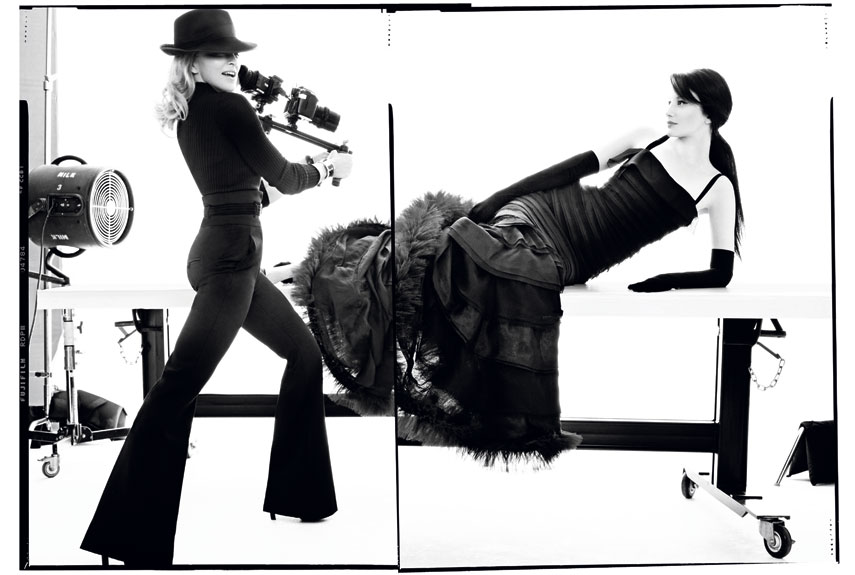 Madonna and Andrea Riseborough in a photoshoot for Harper's Bazaar