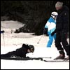 Madonna and daughters skiing in Switzerland
