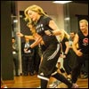 Madonna leads a work-out session at the Hard Candy Fitness Center