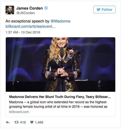 Reaction to Madonna's speech at Billboard Women in Music