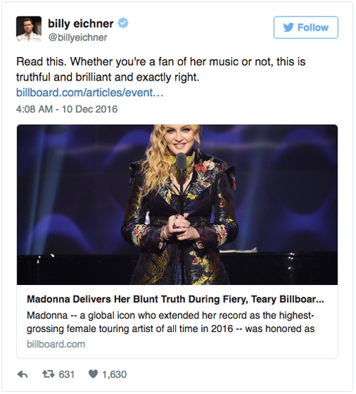 Reaction to Madonna's speech at Billboard Women in Music