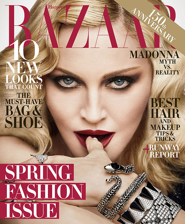 Gucci gown; Madonna's own snake bracelet; Bulgari bracelet; Tiffany & Co. bracelet; Fallon ring.