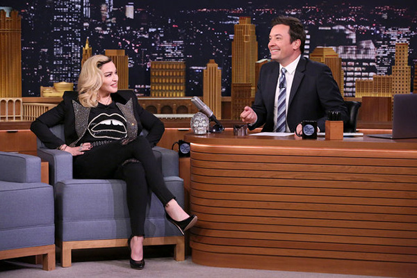 Madonna during an interview with host Jimmy Fallon on Sept. 25, 2017 on The Tonight Show Starring Jimmy Fallon.