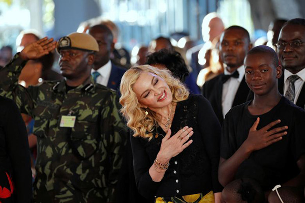 Madonna and David at the opening of the Mercy James Center in Malawi