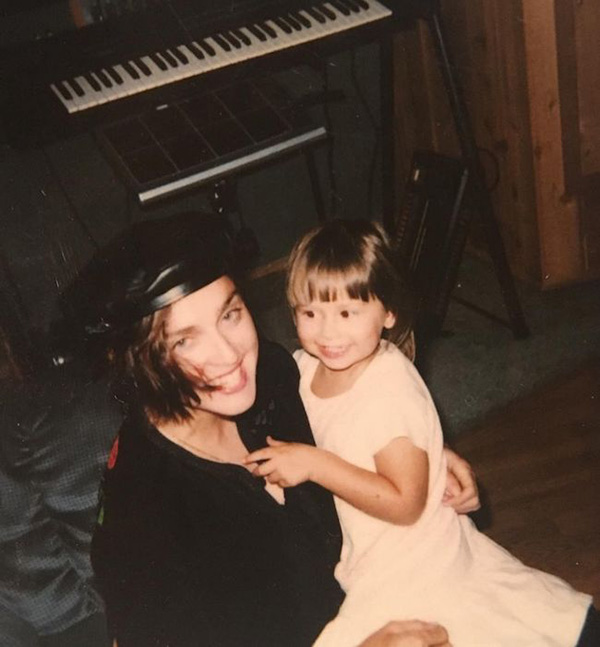 Madonna in the recording studio with Leonard's daugther Jessie, who was the inspiration for the song Dear Jessie