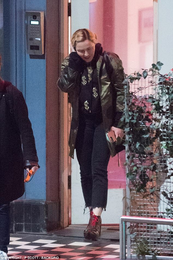 Madonna leaves a London recording studio