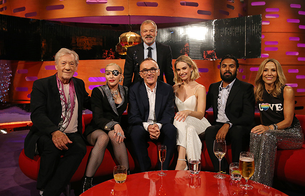 Graham Norton, Sir Ian McKellen, Madonna, Danny Boyle,  Lily James, Himesh Patel, and Sheryl Crow