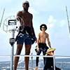 Madonna, Malik and David on holidays in the Maldives.