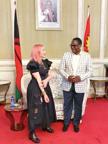 Madonna during her audience with Malawi president Lazarus Chakwera