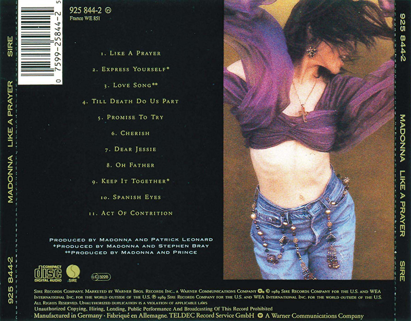 Like A Prayer Madonna Studio Album Personal Lyrics Stephen Bray Patrick Leonard Mad Eyes